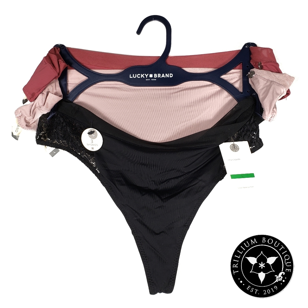 Lucky Brand Women's Thongs Underwear 3 Pairs Large New with Tags!